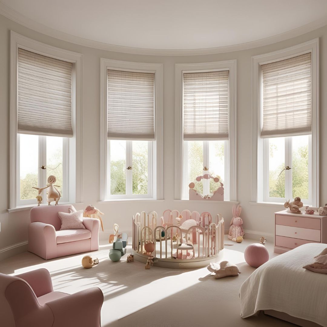 Sunlight through new blinds in a finished room